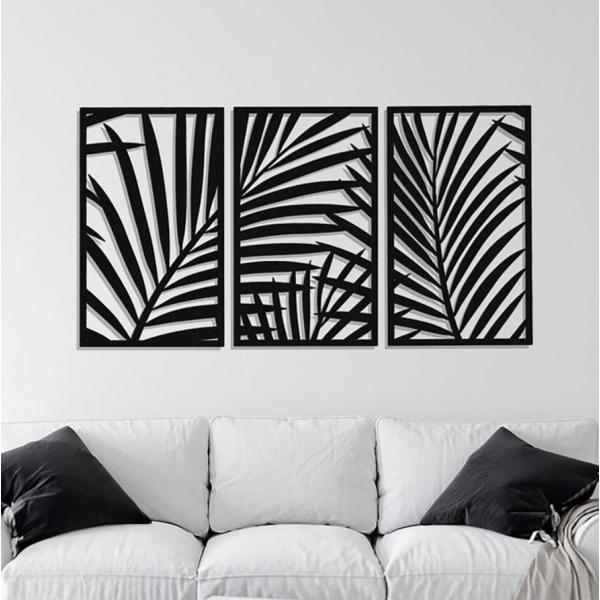 Fali dekoráció, Pálmafa levél 3 darabos szett, fekete, 1500x800 mm, vastagság 2 mm fém 4