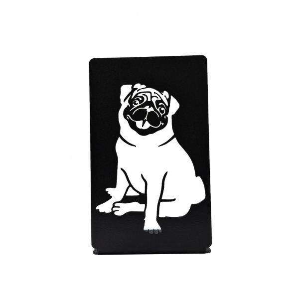 Mops kutya mintázatú könyvtámasz, 180x110 mm, fém, matt fekete 2