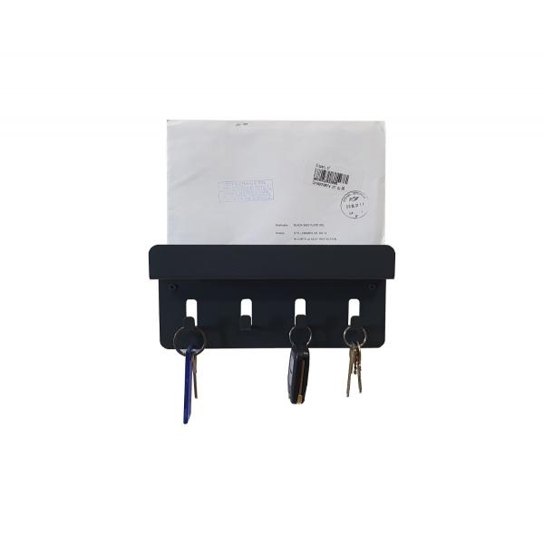 Kulcstartó 4 akasztós polccal 25x12 cm, Antracit 2