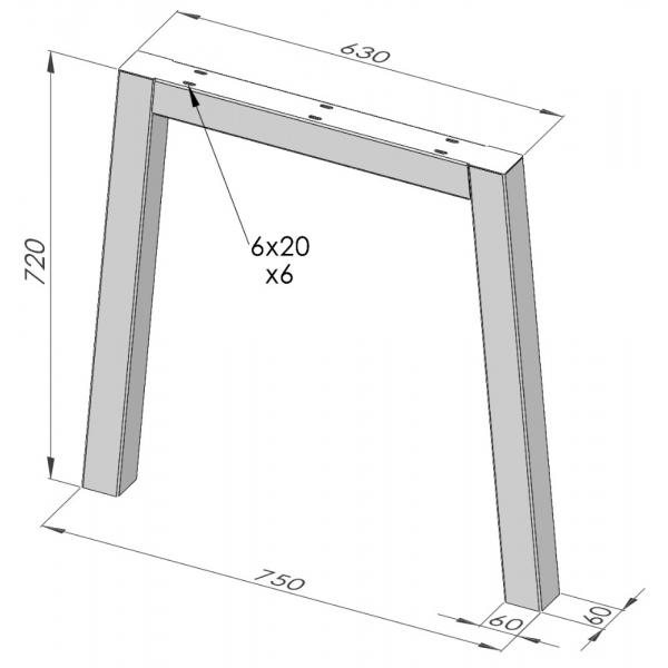 Két darabos trapéz alakú asztalláb szett, 60x60 mm-es profil, elektrosztatikus porfestéssel, arany fém, 72x75x6 cm 4