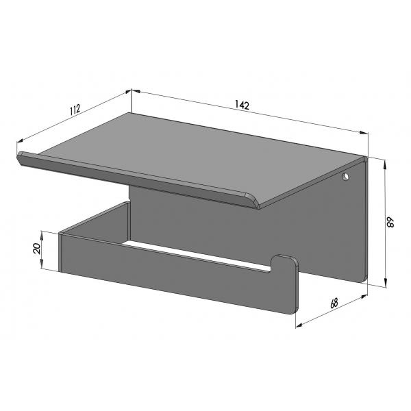 WC-papír tartó, fehér Model 1, 142x110x2.5 mm  3