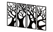 Fali dekoráció, Fák 4 darabos szett, fekete, 1235x760 mm, vastagság 2 mm fém 2
